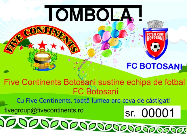 Tombolă organizată de Five Continents şi Voronskaya la partida FC Botoşani- Steaua